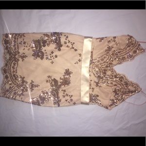 Sparkly Gold Sequin Cocktail Dress